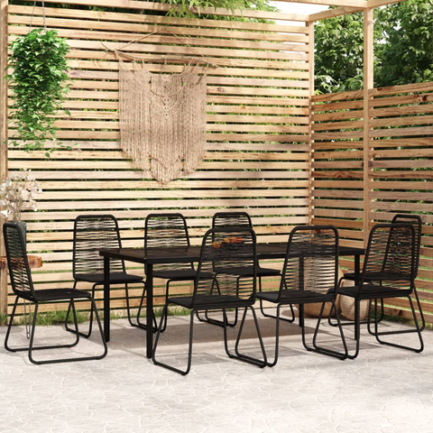 vidaXL 9 Piece Patio Dining Set Black - Outdoor Garden