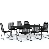 vidaXL 9 Piece Patio Dining Set Black - Outdoor Garden