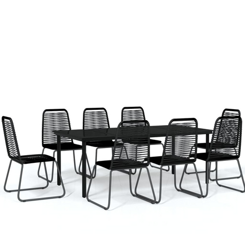 vidaXL 9 Piece Patio Dining Set Black - Outdoor Garden