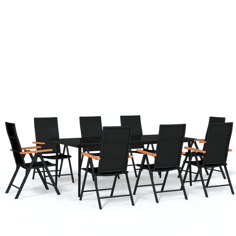 vidaXL 9 Piece Patio Dining Set Black - Sturdy and Stylish