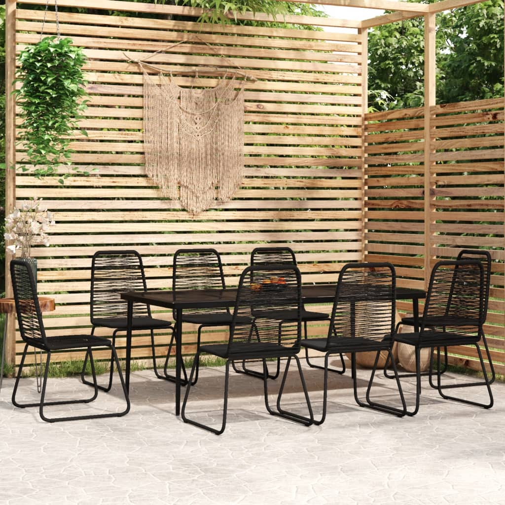 vidaXL 9 Piece Patio Dining Set Black - Sturdy Steel Frame