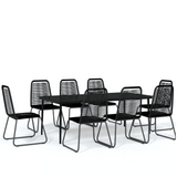 vidaXL 9 Piece Patio Dining Set Black - Sturdy Steel Frame