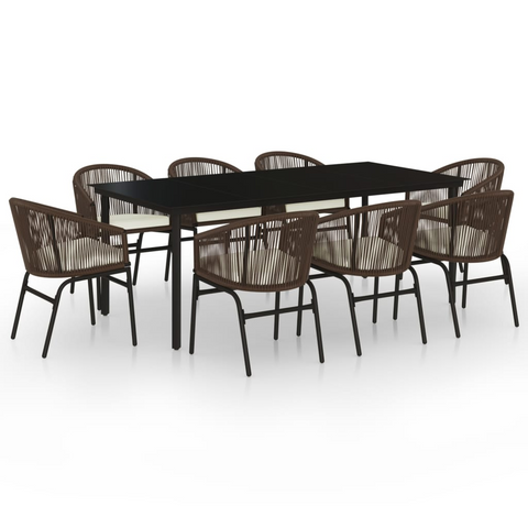 vidaXL 9 Piece Patio Dining Set Brown - Outdoor Furniture