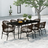 vidaXL 9 Piece Patio Dining Set Brown | Outdoor Garden