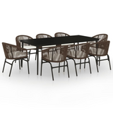 vidaXL 9 Piece Patio Dining Set Brown | Outdoor Garden