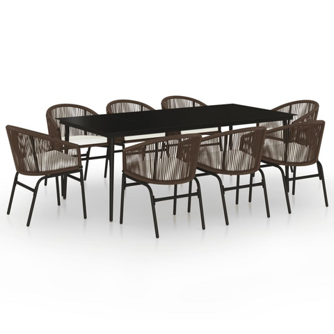 vidaXL 9 Piece Patio Dining Set Brown | Outdoor Garden