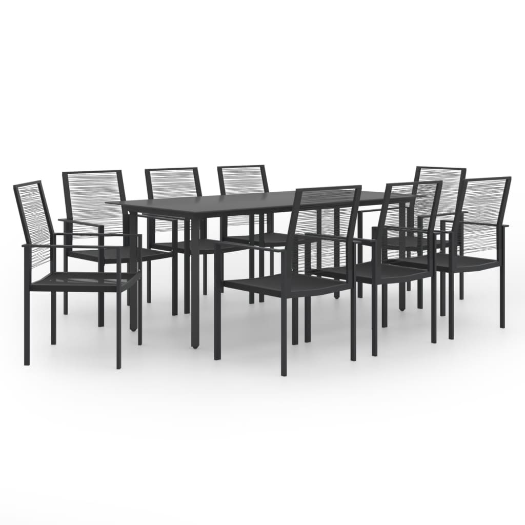 vidaXL 9 Piece Patio Dining Set - Glass Tabletop Sturdy