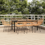 vidaXL 9 Piece Patio Dining Set Poly Rattan - Weather