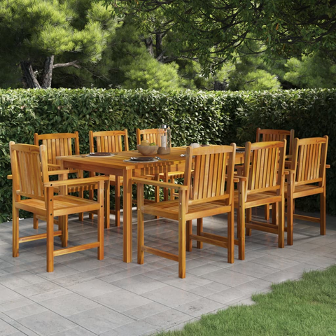 vidaXL 9 Piece Patio Dining Set Solid Wood Acacia - Elegant