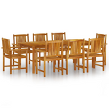 vidaXL 9 Piece Patio Dining Set Solid Wood Acacia - Elegant