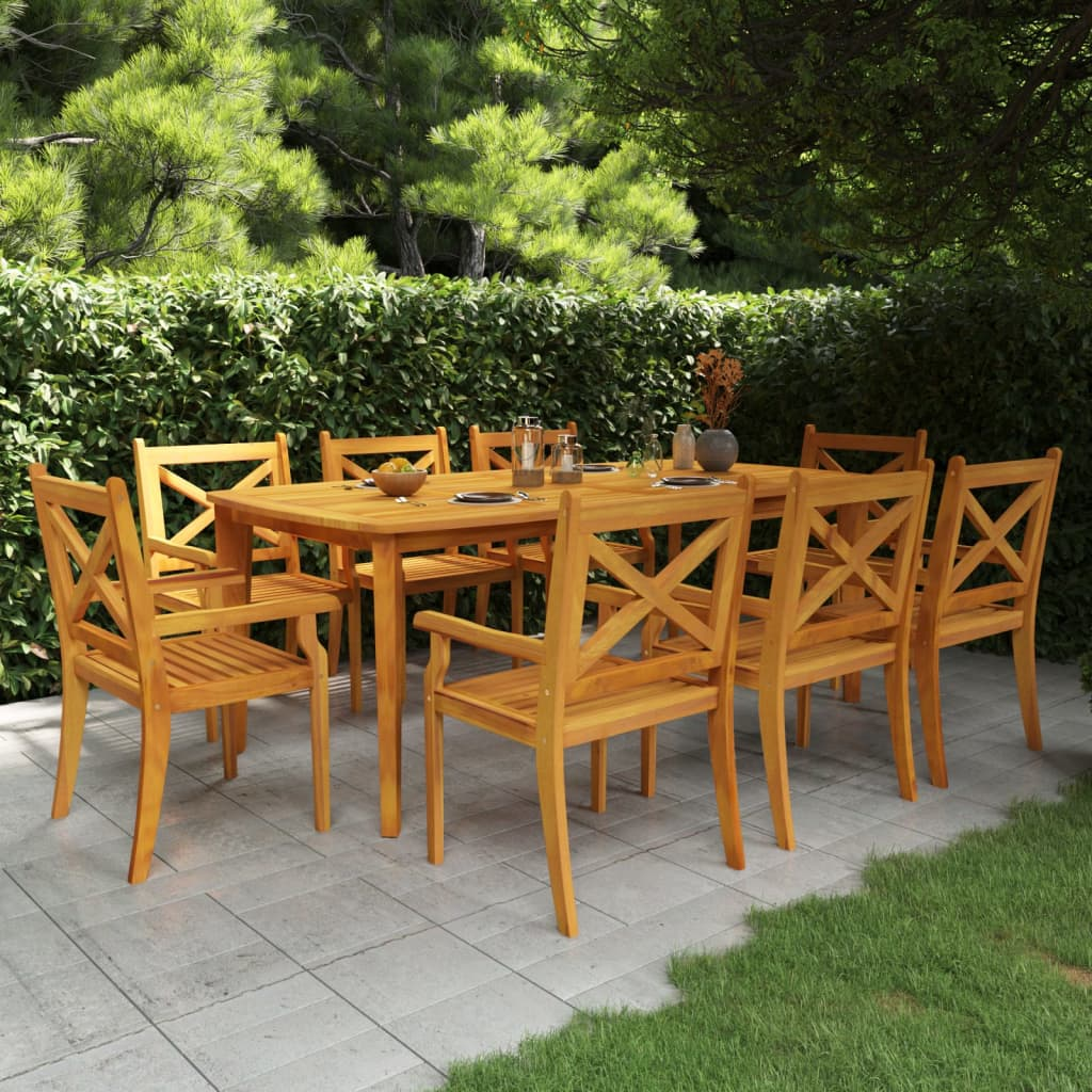 vidaXL 9 Piece Patio Dining Set Solid Wood Acacia - Outdoor