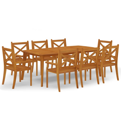 vidaXL 9 Piece Patio Dining Set Solid Wood Acacia - Outdoor