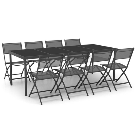 vidaXL 9 Piece Patio Dining Set Steel - Outdoor Furniture