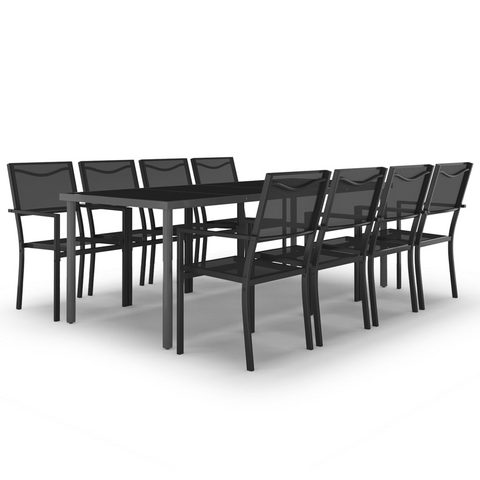 vidaXL 9 Piece Patio Dining Set Steel - Stylish and Durable