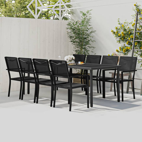 vidaXL 9 Piece Patio Dining Set Steel - Stylish and Durable