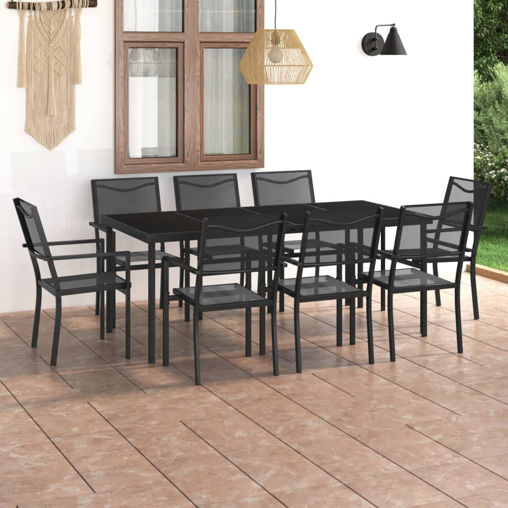 vidaXL 9 Piece Patio Dining Set Steel - Stylish Design