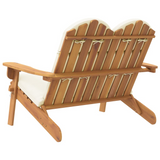 vidaXL Adirondack Patio Bench with Cushions 49.6" Solid Wood Acacia - WhatYouNeedSales