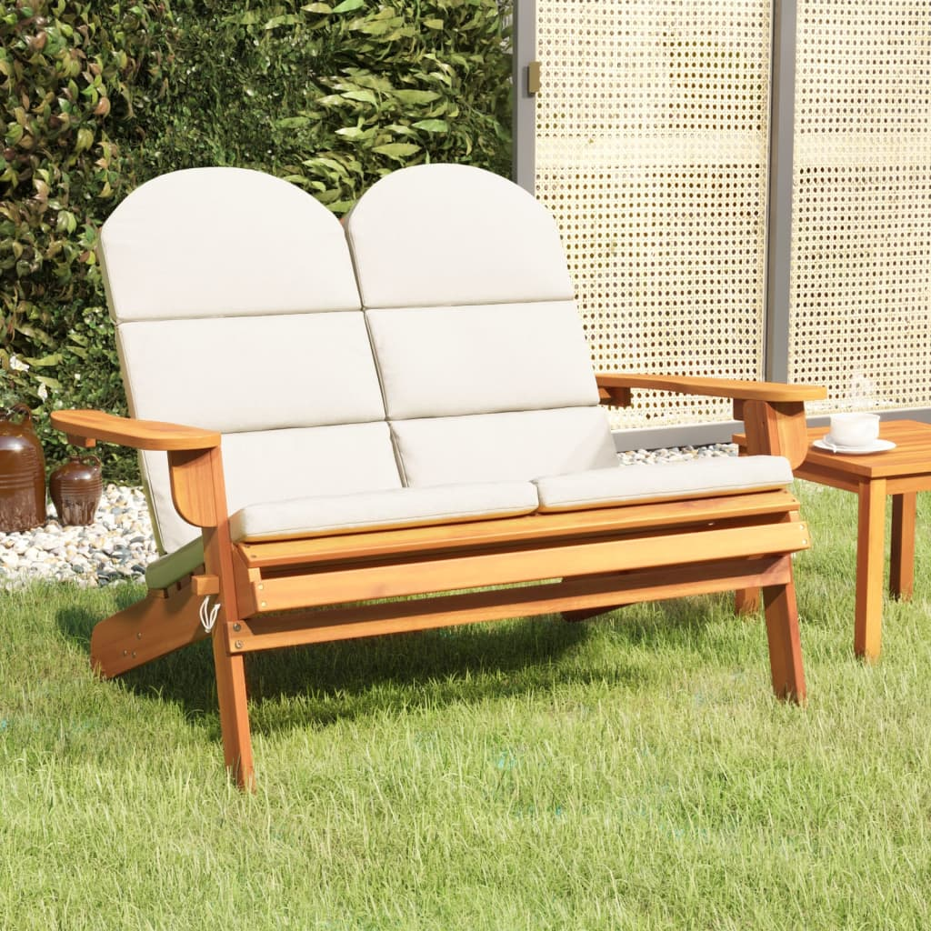 vidaXL Adirondack Patio Bench with Cushions 49.6" Solid Wood Acacia - WhatYouNeedSales