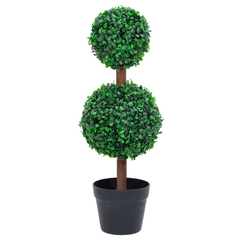 vidaXL Artificial Boxwood Plant with Pot Ball Shaped Green 23.6" - WhatYouNeedSales