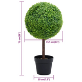 vidaXL Artificial Boxwood Plant with Pot Ball Shaped Green 28" - WhatYouNeedSales