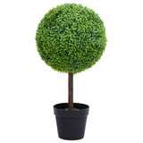 vidaXL Artificial Boxwood Plant with Pot Ball Shaped Green 28" - WhatYouNeedSales