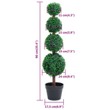 vidaXL Artificial Boxwood Plant with Pot Ball Shaped Green 35.4" - WhatYouNeedSales