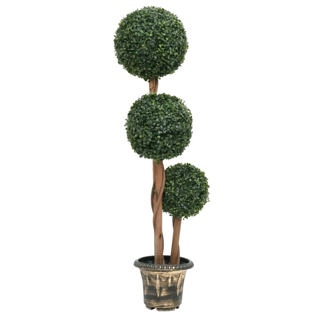 vidaXL Artificial Boxwood Plant with Pot Ball Shaped Green 46.9" - WhatYouNeedSales