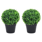 vidaXL Artificial Boxwood Plants 2 pcs with Pots Ball Shaped Green 10.6" - WhatYouNeedSales