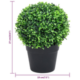 vidaXL Artificial Boxwood Plants 2 pcs with Pots Ball Shaped Green 10.6" - WhatYouNeedSales