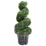 vidaXL Artificial Boxwood Spiral Plant with Pot Green 35" - WhatYouNeedSales