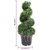 vidaXL Artificial Boxwood Spiral Plant with Pot Green 35" - WhatYouNeedSales