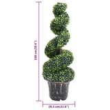 vidaXL Artificial Boxwood Spiral Plant with Pot Green 39.4" - WhatYouNeedSales