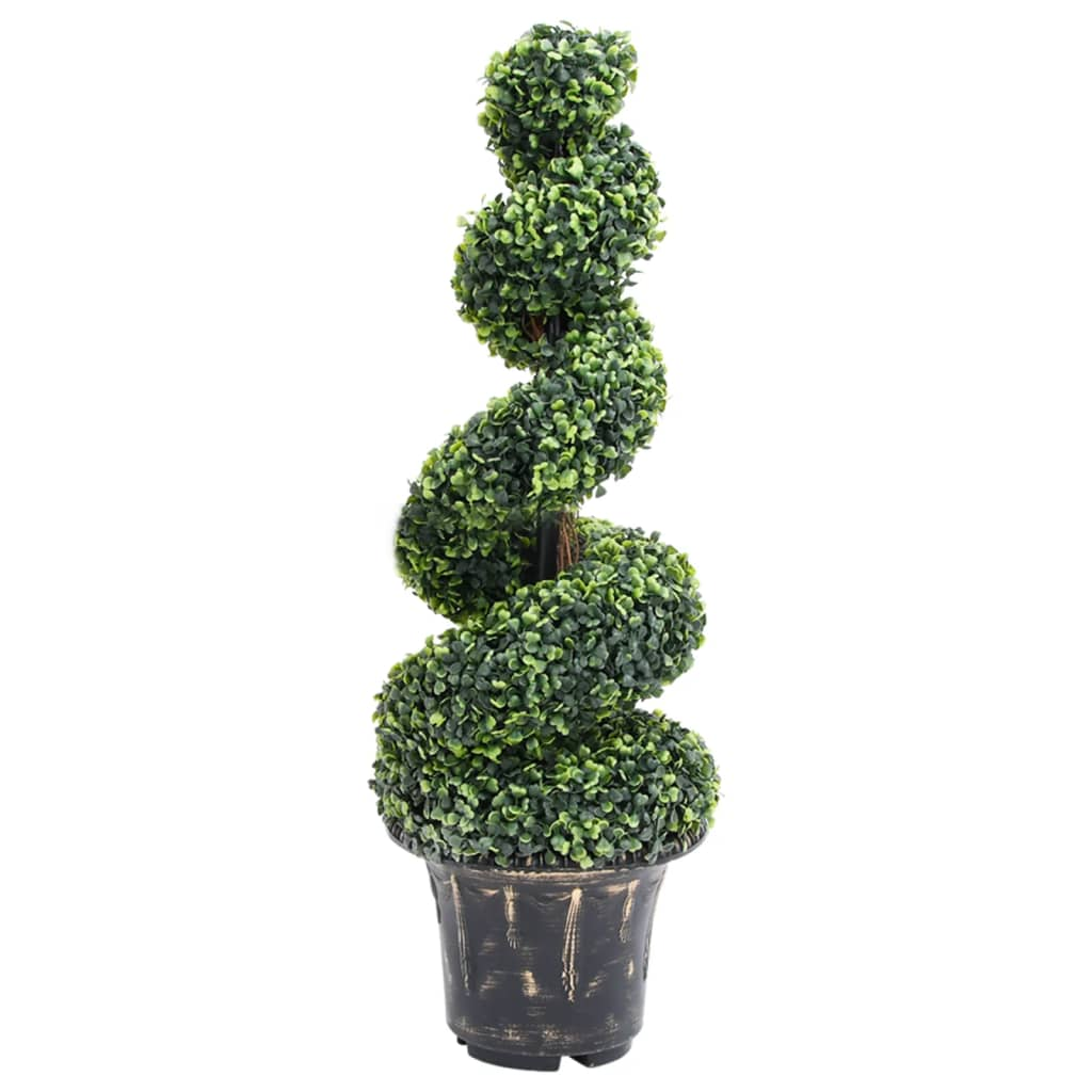 vidaXL Artificial Boxwood Spiral Plant with Pot Green 39.4" - WhatYouNeedSales