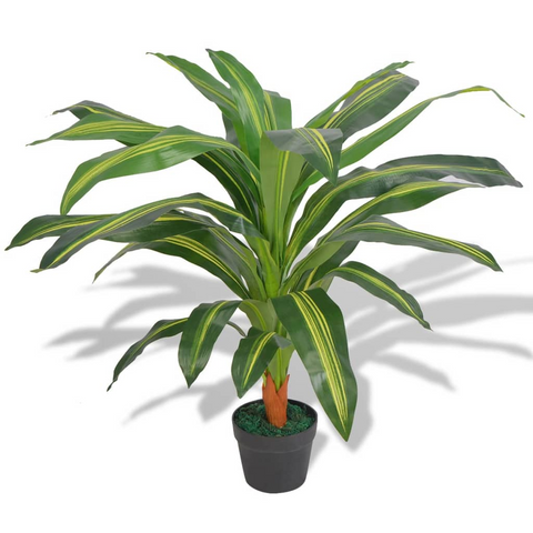 vidaXL Artificial Dracaena Plant with Pot 35.4" Green - WhatYouNeedSales