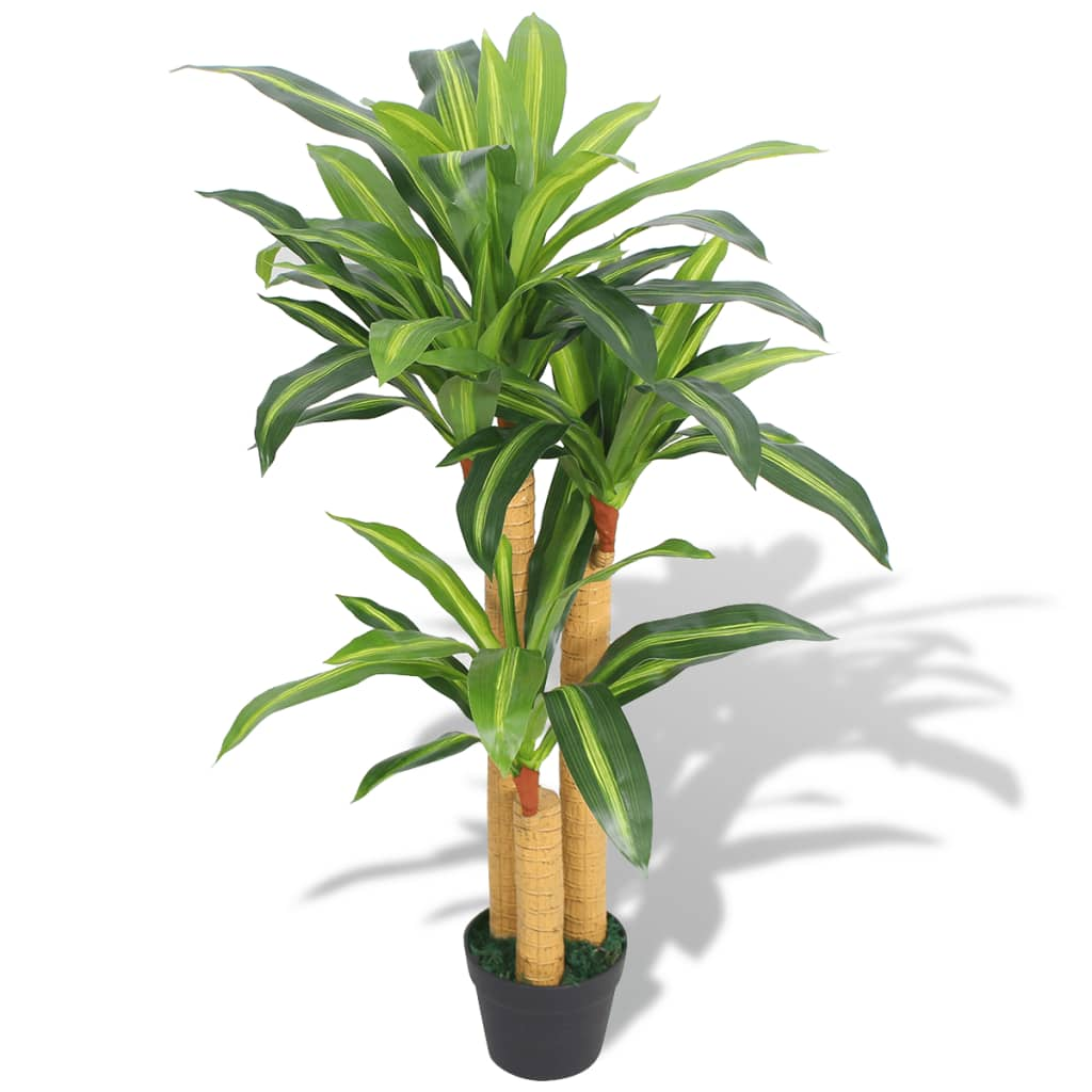 vidaXL Artificial Dracaena Plant with Pot 39.4" Green - WhatYouNeedSales