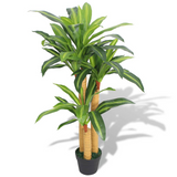 vidaXL Artificial Dracaena Plant with Pot 39.4" Green - WhatYouNeedSales