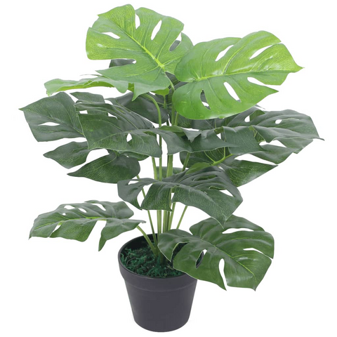 vidaXL Artificial Monstera Plant with Pot 17.7" Green - WhatYouNeedSales