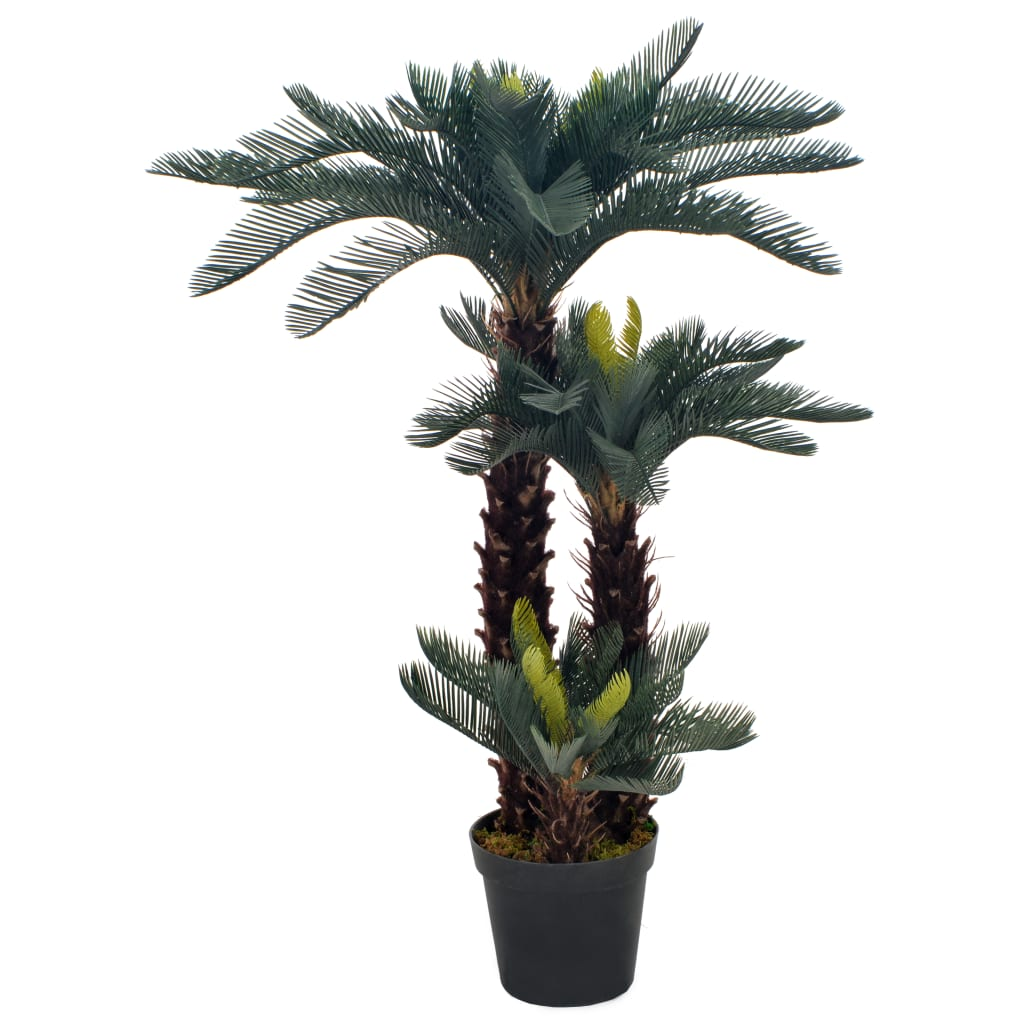 vidaXL Artificial Plant Cycas Palm with Pot Green 49.2" - WhatYouNeedSales