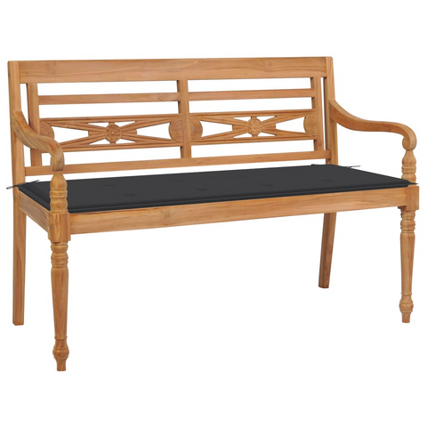 vidaXL Batavia Bench with Anthracite Cushion 47.2" Solid Teak Wood - WhatYouNeedSales