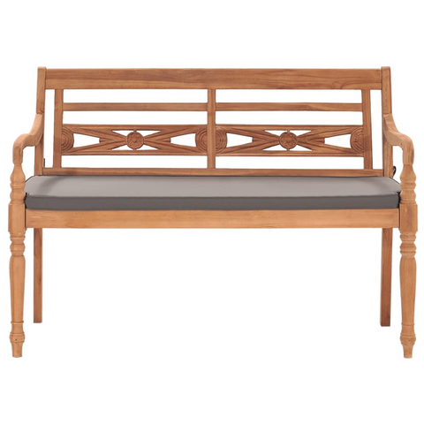 vidaXL Batavia Bench with Dark Gray Cushion 47.2" Solid Teak Wood - WhatYouNeedSales