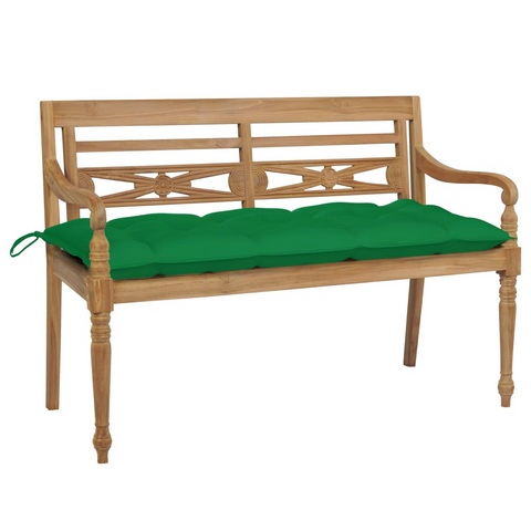 vidaXL Batavia Bench with Green Cushion 47.2" Solid Teak Wood - WhatYouNeedSales