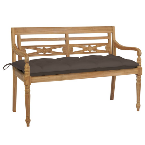 vidaXL Batavia Bench with Taupe Cushion 47.2" Solid Teak Wood - WhatYouNeedSales