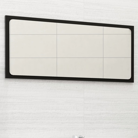 vidaXL Bathroom Mirror Black 31.5"x0.6"x14.6" Engineered Wood - WhatYouNeedSales