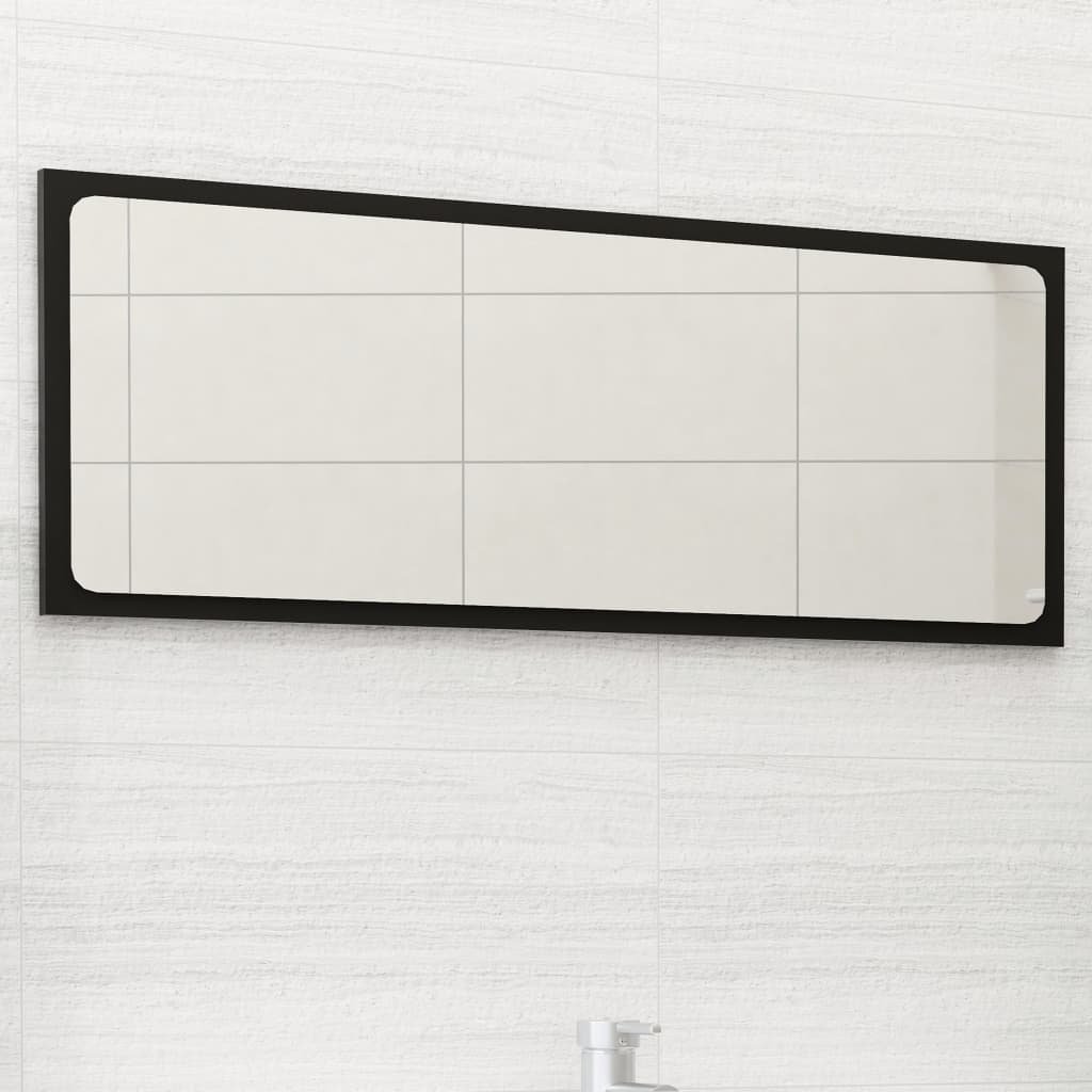 vidaXL Bathroom Mirror Black 35.4"x0.6"x14.6" Engineered Wood - WhatYouNeedSales