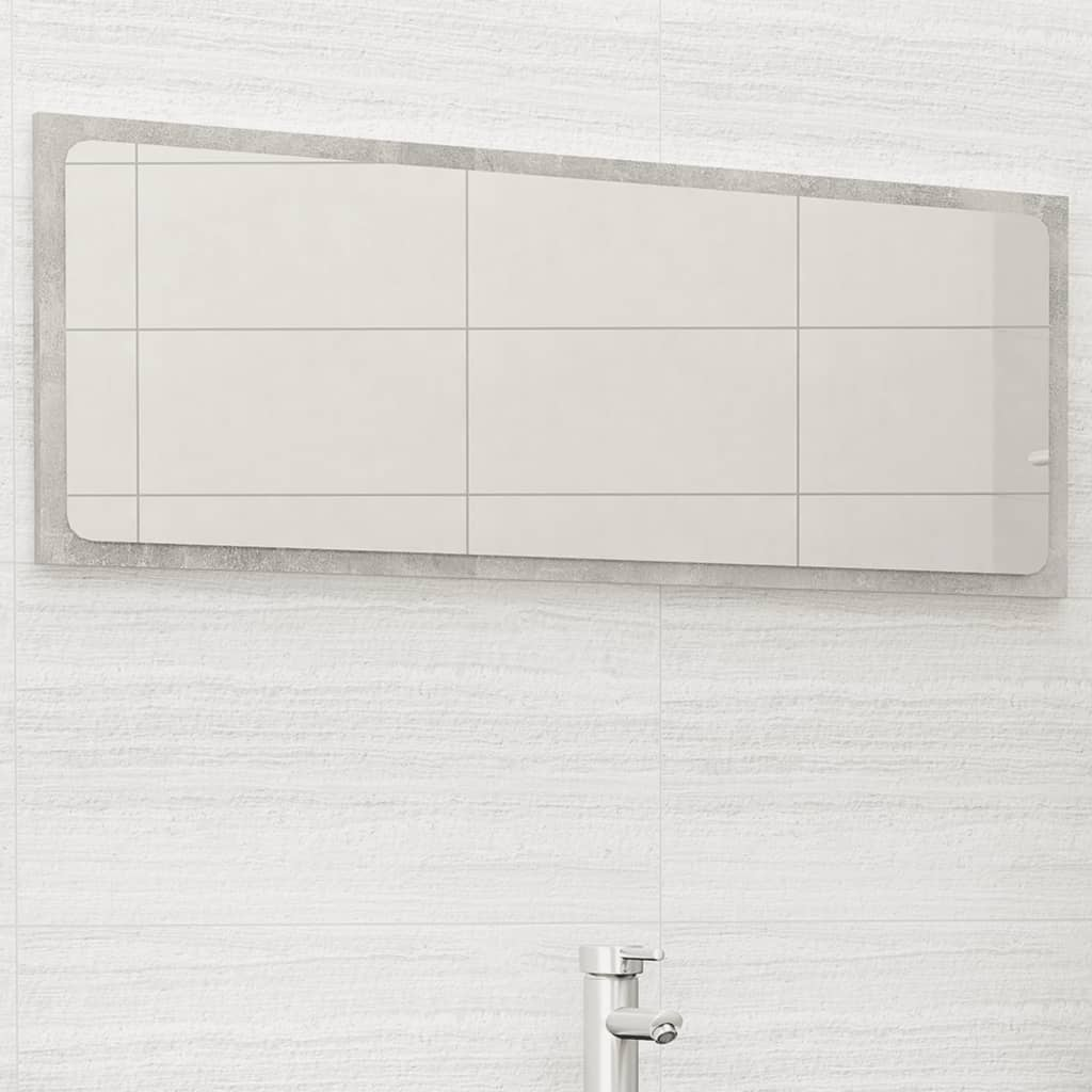 vidaXL Bathroom Mirror Concrete Gray 39.4"x0.6"x14.6" Engineered Wood - WhatYouNeedSales