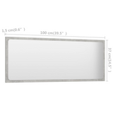 vidaXL Bathroom Mirror Concrete Gray 39.4"x0.6"x14.6" Engineered Wood - WhatYouNeedSales