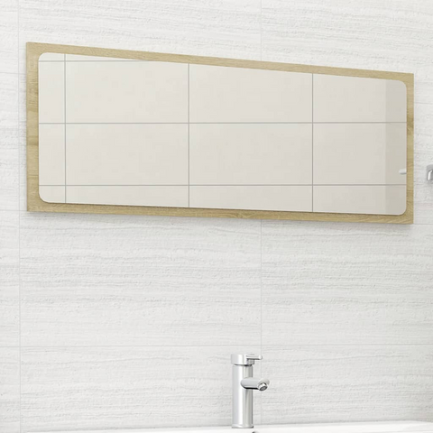 vidaXL Bathroom Mirror Sonoma Oak 39.4"x0.6"x14.6" Engineered Wood - WhatYouNeedSales