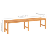 vidaXL Patio Bench 70.9" Solid Teak Wood - WhatYouNeedSales