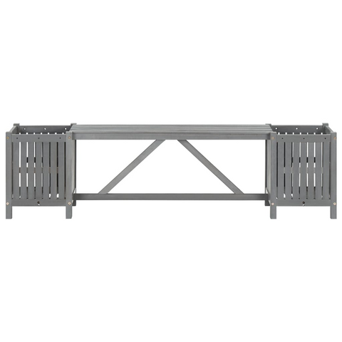 vidaXL Patio Bench with 2 Planters 59.1" Solid Acacia Wood Gray - WhatYouNeedSales