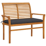 vidaXL Patio Bench with Anthracite Cushion 44.1" Solid Teak Wood - WhatYouNeedSales